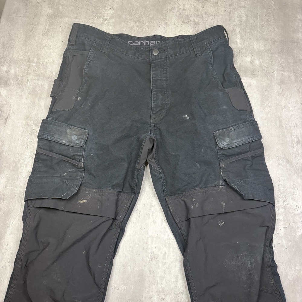 Carhartt Steel Rugged Flex Double Front Knee Cargo Pants 36x34 Men Black Stretch